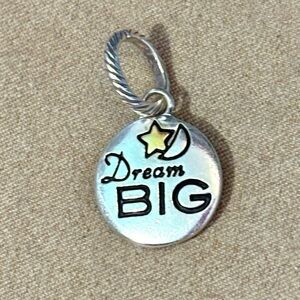 Brighton Dream Big charm Silver circle Engraved with moon & star Retired